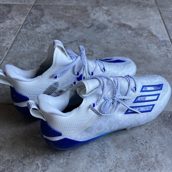 Adidas Adizero Reign Young King Football Cleats Floral Blue White MEN size 13 - Picture 2 of 6
